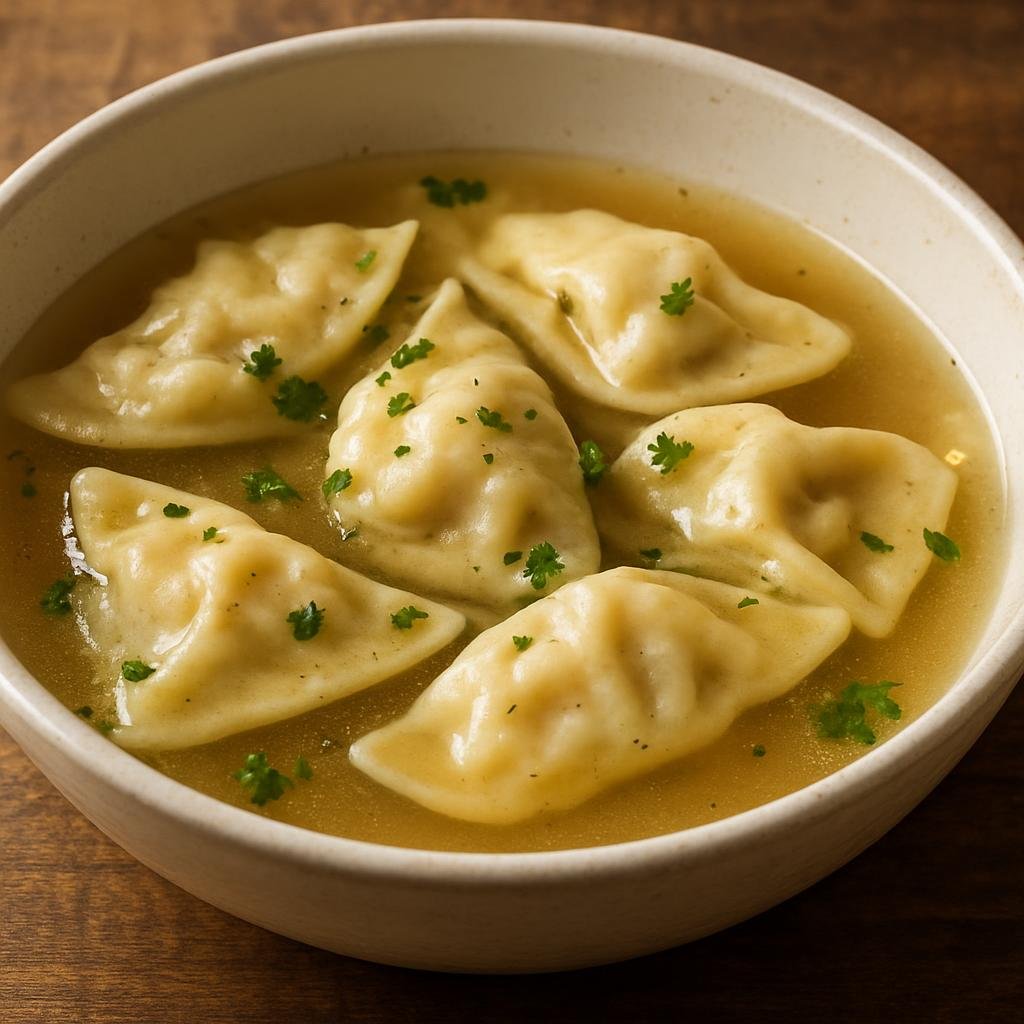 Entree: Poland – Polish Jewish Cuisine – קרעפלעך ➤ Kreplach (Meat-filled Jewish dumplings traditionally served in broth or lightly fried) recipe