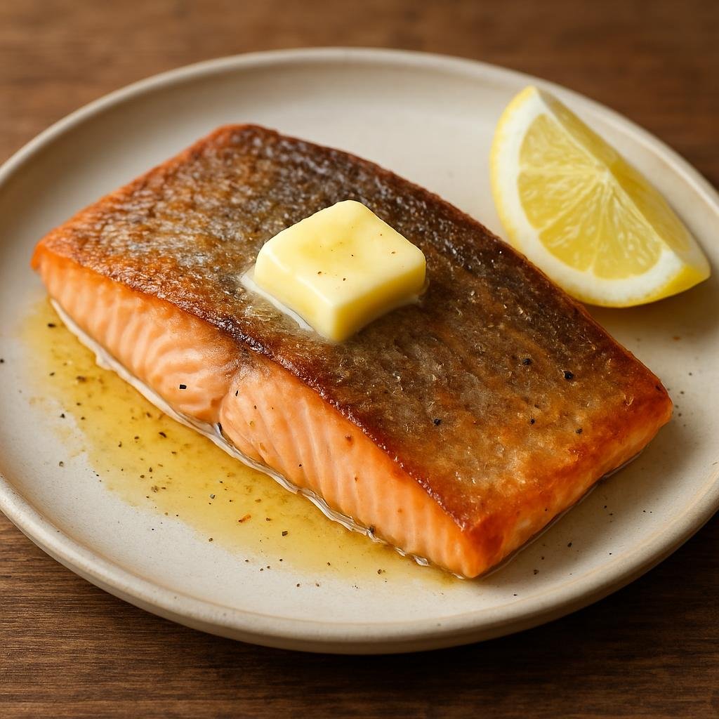 Entree: Canada – Northern Canada – Arctic Char Fillet (Pan-seared or roasted fillet of cold-water Arctic char, simply seasoned and finished with butter and lemon) recipe