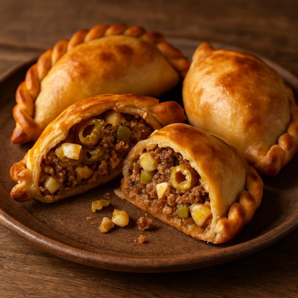 Entree: Argentina – Northwest Argentina – Empanadas Salteñas (Baked savory turnovers from Salta filled with seasoned beef, potatoes, onions, eggs, and olives) recipe