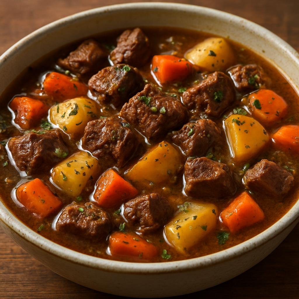 Entree: Canada – Northern Canada – Caribou Stew (Hearty slow-simmered stew of caribou meat and root vegetables seasoned with wild herbs) recipe