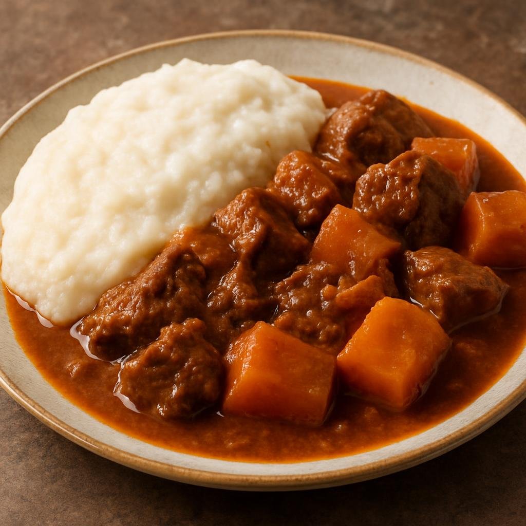 Entree: South Africa – Xhosa Cuisine – Isopho (Traditional Xhosa meat and pumpkin stew served with thick maize porridge) recipe