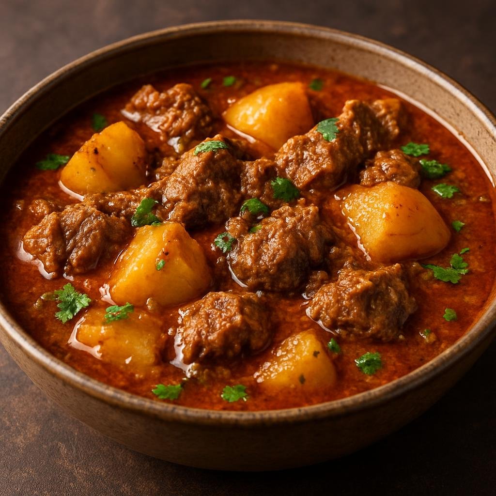 Entree: Pakistan – Mughlai Pakistani – آلو گوشت ➤ Aloo Gosht (Slow‑simmered meat and potatoes in an aromatic spiced gravy) recipe