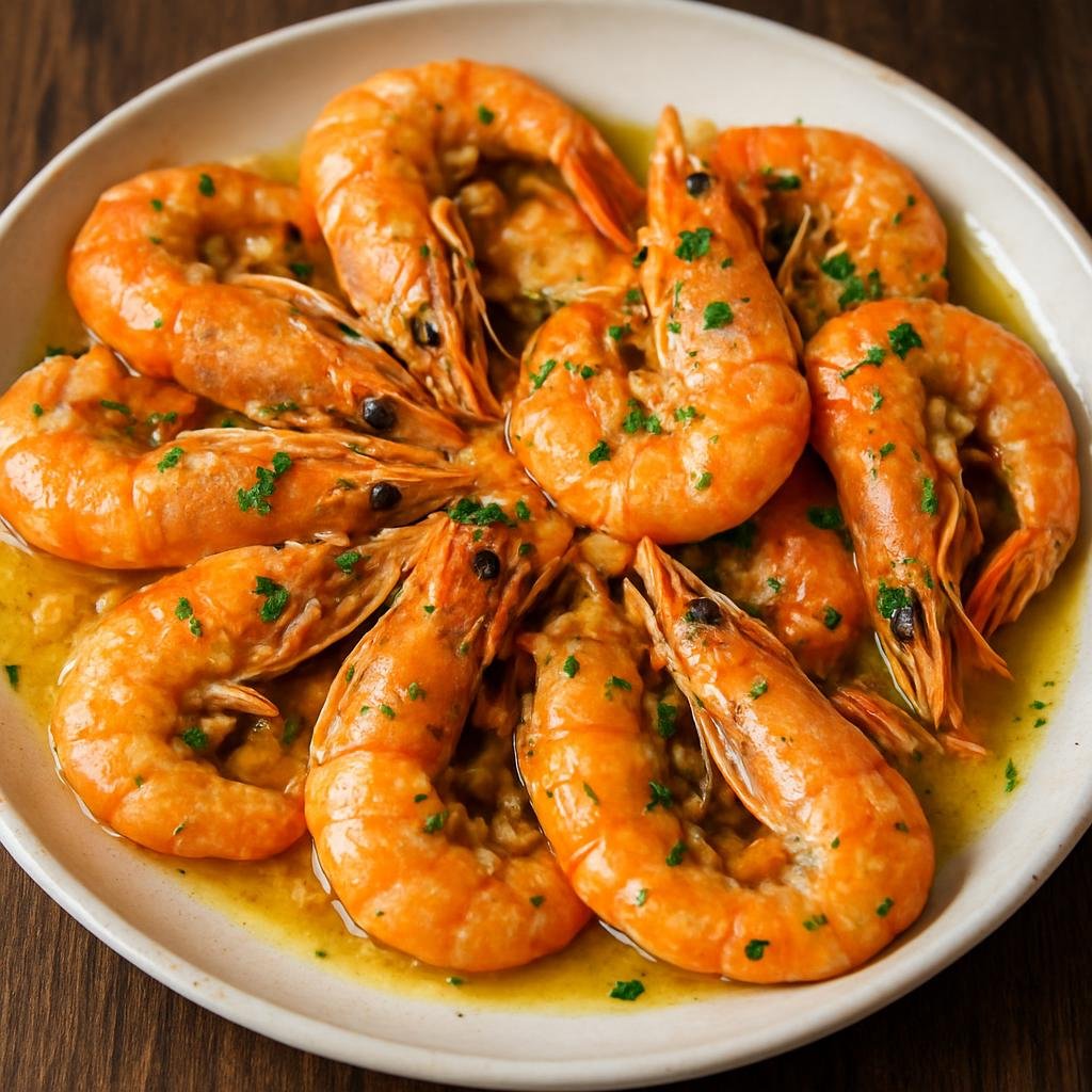 Entree: Russia – Far East Russia – Магаданские креветки ➤ Magadanskie krevetki (Small cold-water Magadan shrimp sautéed in butter and garlic) recipe