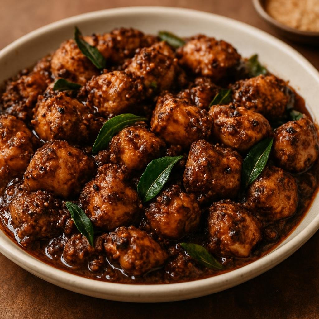 Entree: India – Chettinad – செட்டிநாடு மிளகு கோழி ➤ Chettinad Milagu Kozhi (Spicy South Indian chicken curry made with toasted black pepper and roasted coconut) recipe