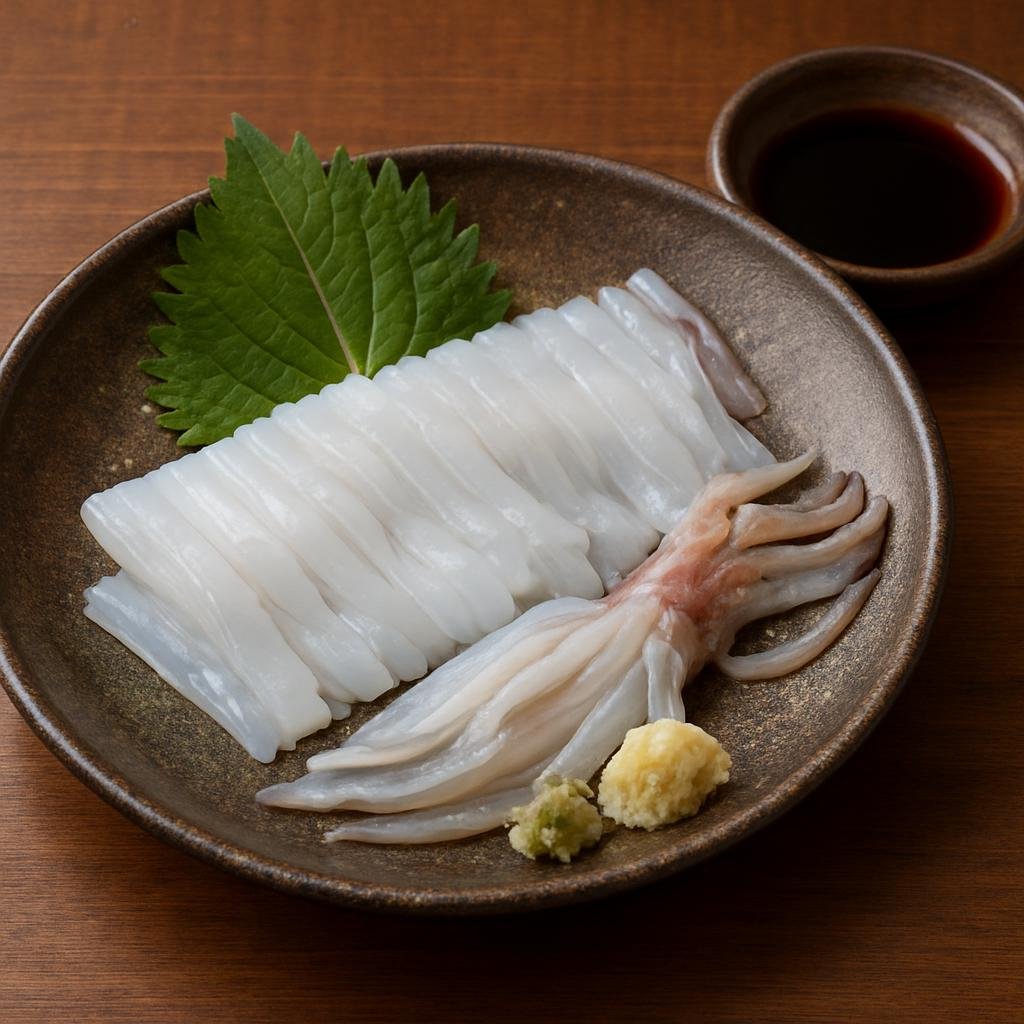Entree: Japan – Kyushu – 呼子イカ ➤ Yobuko Ika (Fresh Yobuko squid prepared as sashimi or lightly blanched squid served with simple condiments) recipe