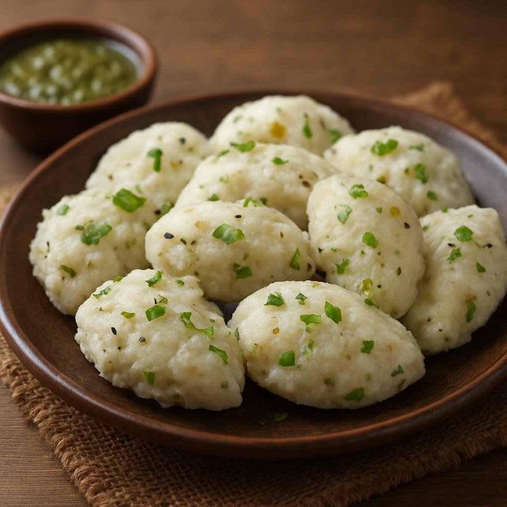 Entree: India – Chhattisgarh – फरा ➤ Faraa (Steamed savory rice dumplings typical of Chhattisgarh) recipe